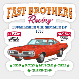 Fast Brothers Racing Hot Rod Muscle Car Novelty Gift Sticker